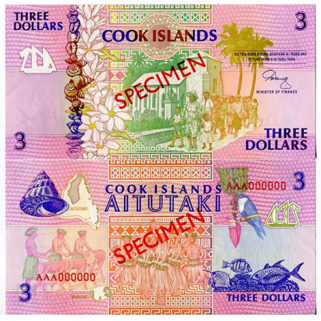 ND (1992) * Banconota Cook Islands 3 Dollars "Specimen” (p7s) FDS