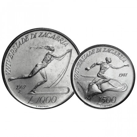 1987 * Dittico 500 e 1000 lire San Marino Olimpiadi Zagabria
