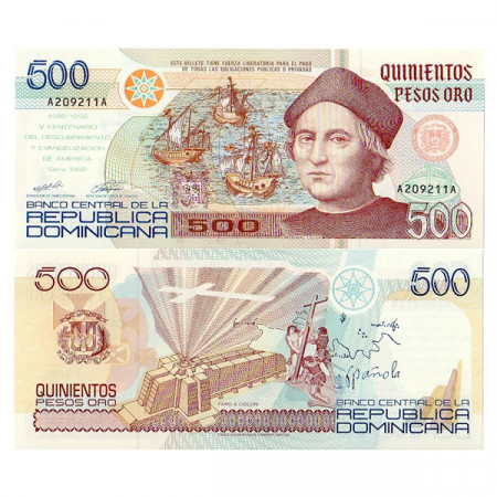 1992 * Banconota Repubblica Dominicana 500 Pesos Oro "Cristoforo Colombo" FDS