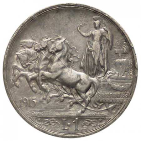 1915 R * 1 Lira Argento Italia Regno "Vittorio Emanuele III - Quadriga Briosa" (G 137 - KM 57) MB+