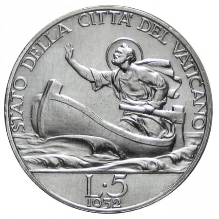 1932 * 5 lire argento Vaticano Pio XI San Pietro SPL