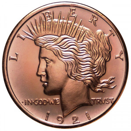 2014 * Copper round Stati Uniti Medaglia in rame "Peace Dollar"