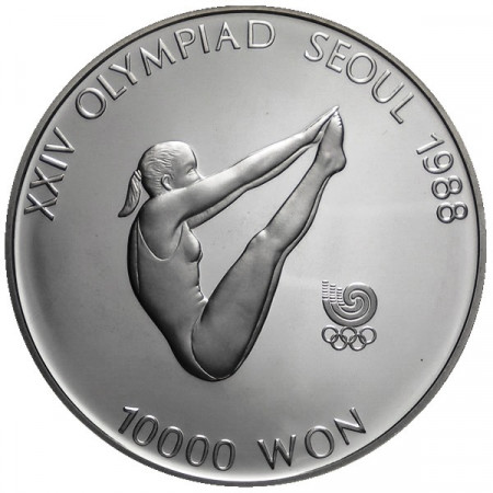 1987 * 10000 Won argento Corea del Sud - Tuffi proof