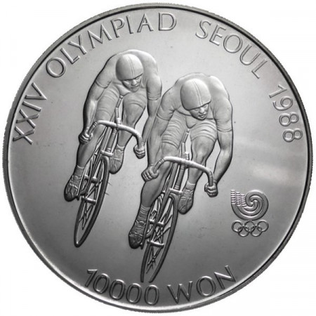 1988 * 10.000 Won Argento Corea del Sud "Giochi Olimpici Seoul - Ciclismo" (KM 76) PROOF