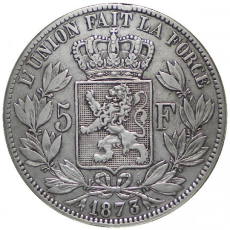 1873 * 5 Franchi argento Belgio "Leopoldo II" Tipo A BB