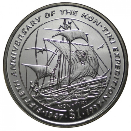 1997 * 1 Dollar Liberia "50° Spedizione Kon-Tiki" (KM 320) UNC