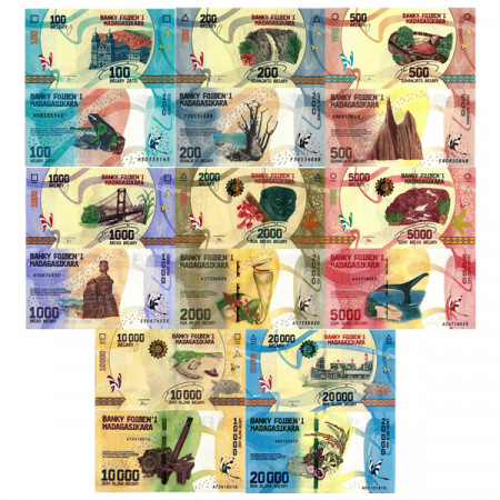 ND (2017) * Set 8 Banconote Madagascar 100 -> 20.000 Ariary "Riches" (pNew) FDS