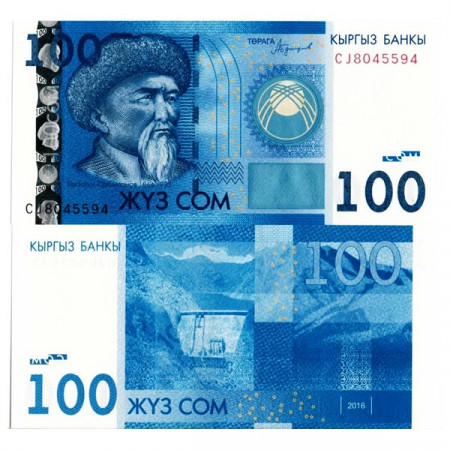 2016 * Banconota Kirghizistan 100 Som "Toktogul Satylganov" (p26b) FDS