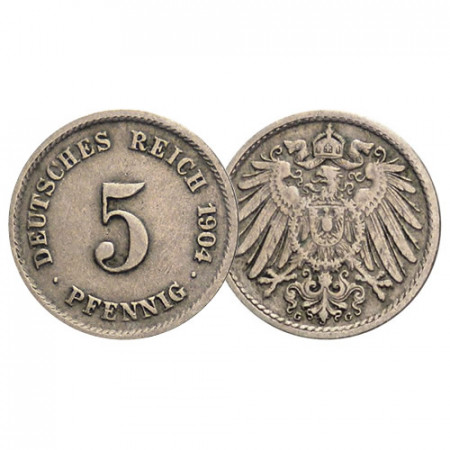 1904 G * 5 Pfennig GERMANIA "Secondo Reich - Aquila Imperiale" (KM 11) BB