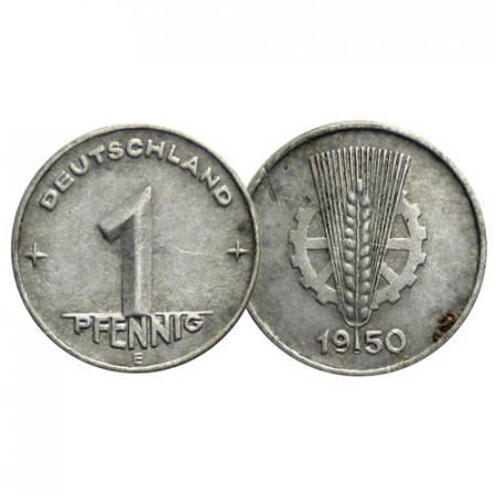 1950 E * 1 Pfennig GERMANIA DDR Repubblica Democratica "Hammer and Compass" (KM 1) BB