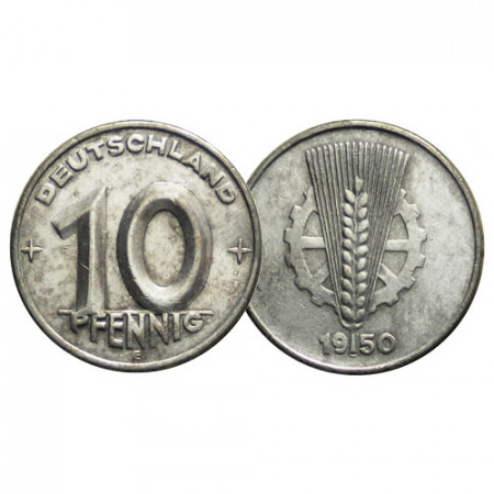 1950 E * 10 Pfennig GERMANIA DDR Repubblica Democratica "Wheat and Gear" (KM 3) BB