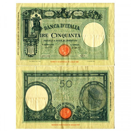 1943 (31/03) * Banconota Italia Regno 50 Lire "Grande L - Barbetti" Testina, Fascio BI.200 (p64) qBB