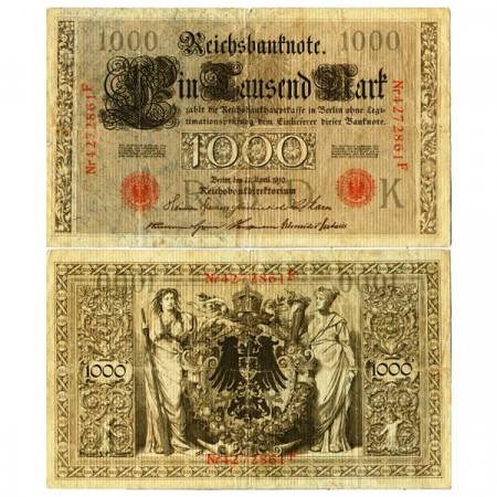 1910 * Banconota Germania Impero 1000 Mark "Secondo Reich - 7 Digit Serial" (p44b) MB