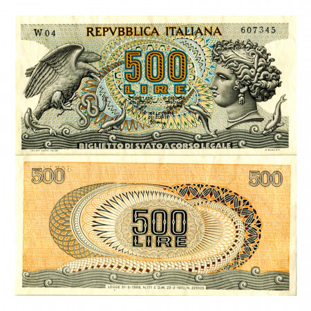 1970 * Banconota Italia Repubblica 500 Lire "Aretusa" BI.552SP (p93AR) Sostitutiva (W04) SPL