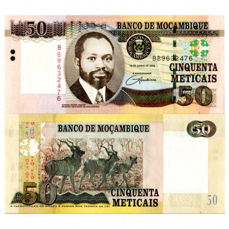 2006 * Banconota Mozambico 50 Meticais "Machel - Kudus" (p144a) FDS