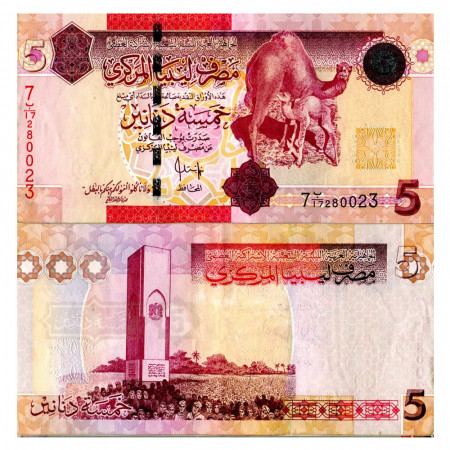 ND (2009) * Banconota Libia 5 Dinars "Camels - 7° Series" (p72) SPL