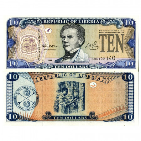 1999 * Banconota Liberia 10 Dollars "Joseph J Roberts" (p22) FDS