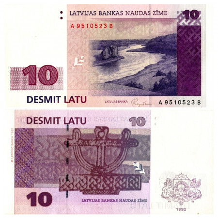 1992 * Banconota Lettonia 10 Rublu "Daugava River" (p44) FDS