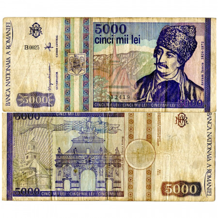 1993 * Banconota Romania 5000 Lei "Avram Iancu" (p104a) MB