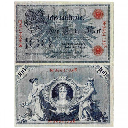 1908 * Banconota Germania Impero 100 Mark "Secondo Reich - Eagle" (p33a) qBB