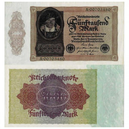 1922 * Banconota Germania Weimar 5000 Mark "Reichsbanknote" (p78) SPL