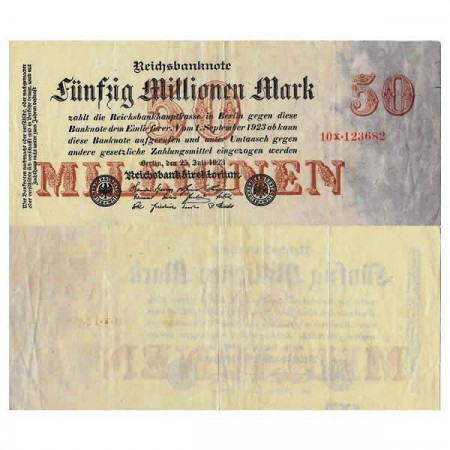1923 * Banconota Germania Weimar 50 Milioni - 50.000.000 Mark "Reichsbanknote" (p98a) BB