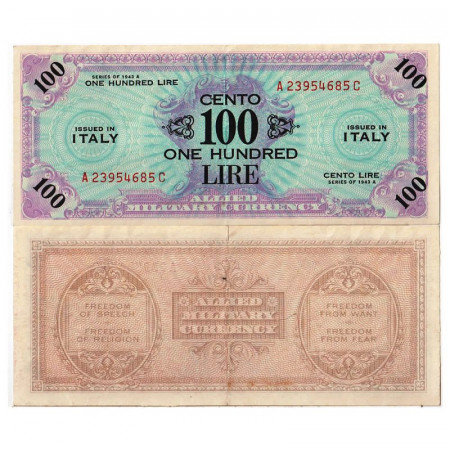 1943 A * Banconota Italia 100 AM Lire "Occupazione Americana - Bilingue" (A1161 pM21c) SPL+