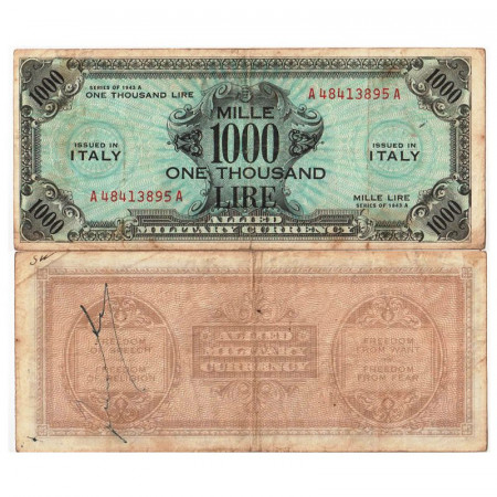 1943 A * Banconota Italia 1000 AM Lire "Occupazione Americana - Bilingue" (A1165 pM23) MB+