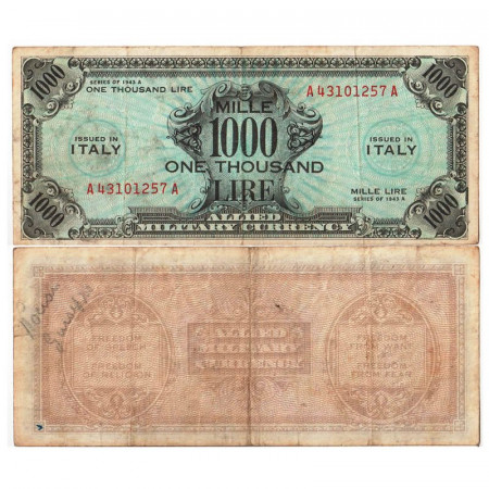 1943 A * Banconota Italia 1000 AM Lire "Occupazione Americana - Bilingue" (A1165 pM23) MB+