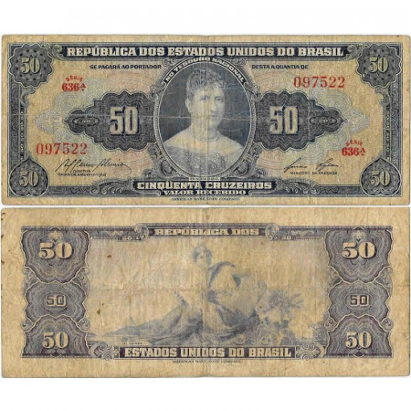 ND (1956-59) * Banconota Brasile 50 Cruzeiros "Valor Recebido - Princesa Isabel" (p152c) MB