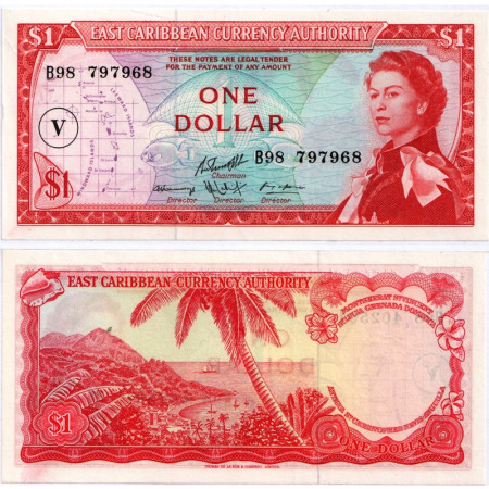 ND (1965) * Banconota East Caribbean States 1 Dollar "V - St. Vincent" (p13o) FDS