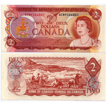 1974 * Banconota Canada 2 Dollars "Elizabeth II - Inuits" (p86b) FDS