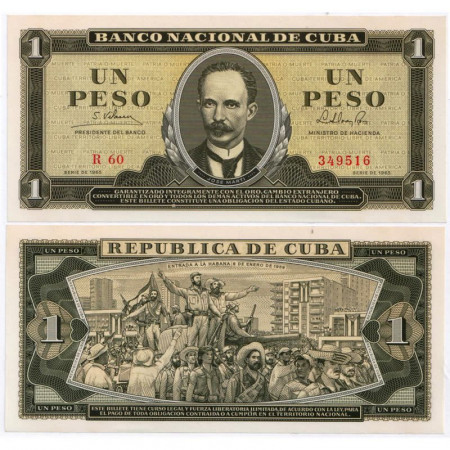 1965 * Banconota Cuba 1 Peso "José Martí" (p94c) FDS