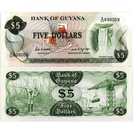 ND (1966-92) * Banconota Guyana 5 Dollars "Kaieteur Falls" (p22e) FDS