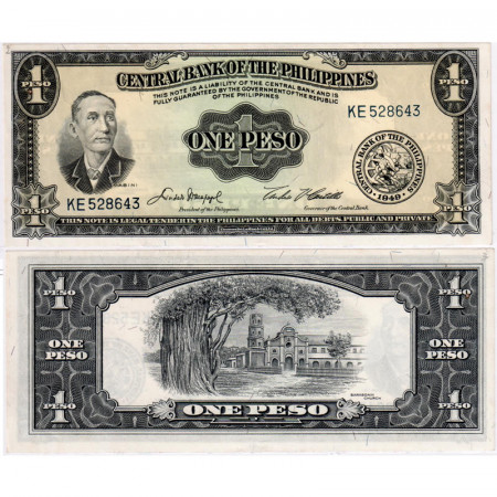 ND (1949-69) * Banconota Filippine 1 Peso "Apolinario Mabini" (p133f) FDS