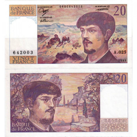 1989 * Banconota Francia 20 Francs "C Debussy - A.025" (p151c) FDS