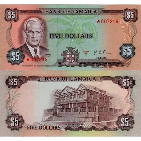 1977 * Banconota Giamaica 5 Dollars "Norman Manley - SPECIMEN" (p61s CS2) FDS