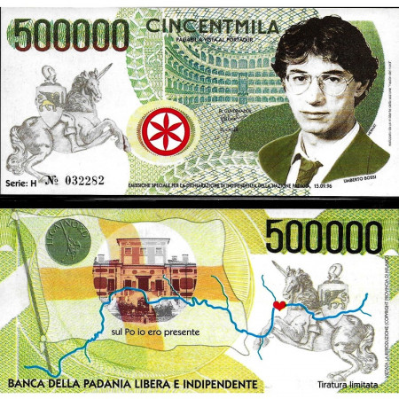 1996 * Ticket 500.000 Cincentmila "Lega Nord, Umberto Bossi - Padania" UNC