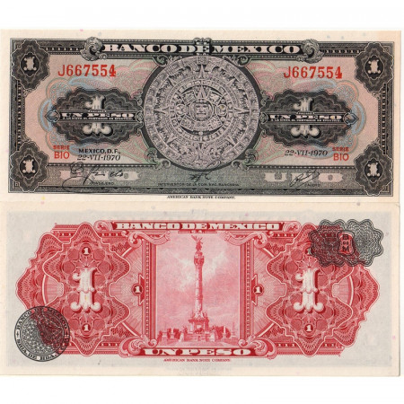 1970 * Banconota Messico 1 Peso "Aztec Calendar" (p59l) FDS