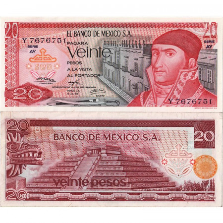 1973 * Banconota Messico 20 Pesos "José María Morelos y Pavón" (p64b) FDS