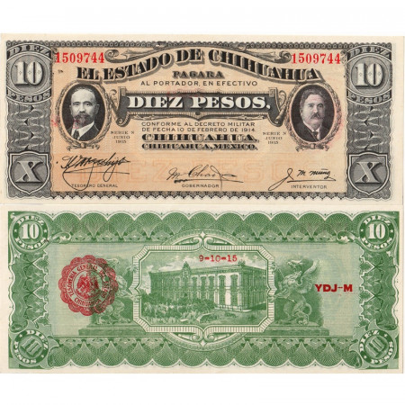1915 * Banconota Messico 10 Pesos "Estado de Chihuahua" (pS535b) FDS