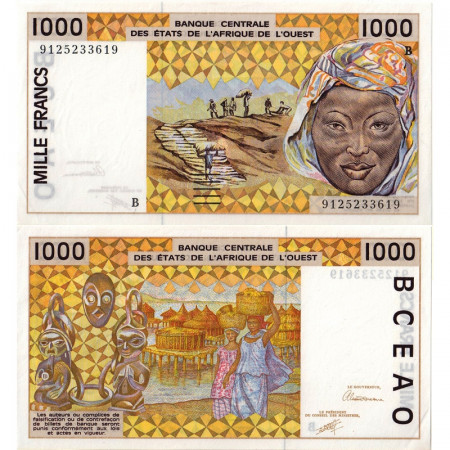 1991 B * Banconota Stati Africa Occidentale "Benin" 1000 Francs "Mining" (p211Ba) SPL+