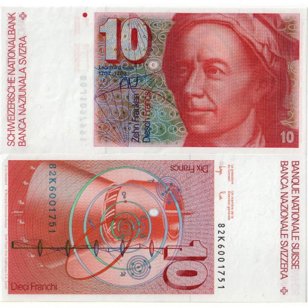 1982 * Banconota Svizzera 10 Franken "Leonhard Euler" (p53d) FDS