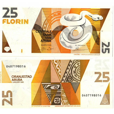 1990 * Banconota Aruba 25 Florin "Rattlesnake" (p8) FDS