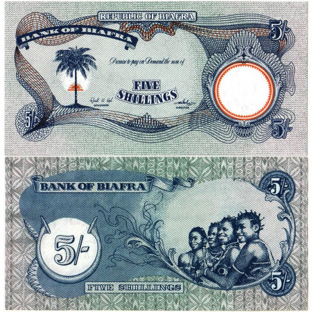 ND (1969) * Banconota Biafra 5 Shillings "Palm Tree" (p3b) FDS