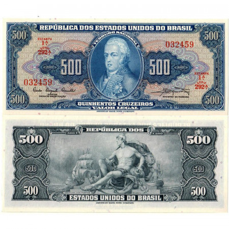 ND (1961) * Banconota Brasile  500 Cruzeiros "Valor Legal - D. Joao VI" (p172a) FDS
