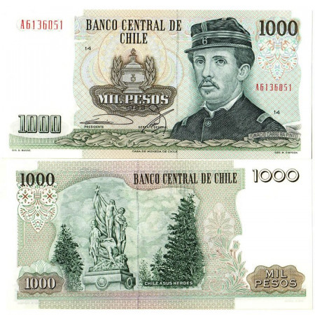 1988 * Banconota Cile 1000 Pesos "Ignacio C Pinto" (p154c) FDS