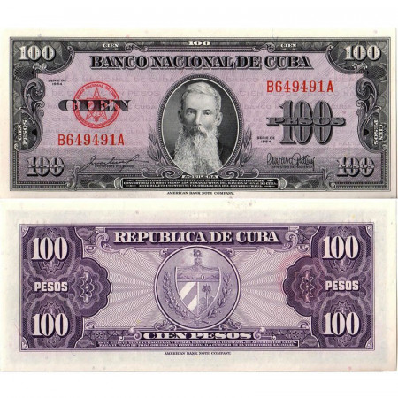 1954 * Banconota Cuba 100 Pesos "F. Aguilera" (p82b) FDS