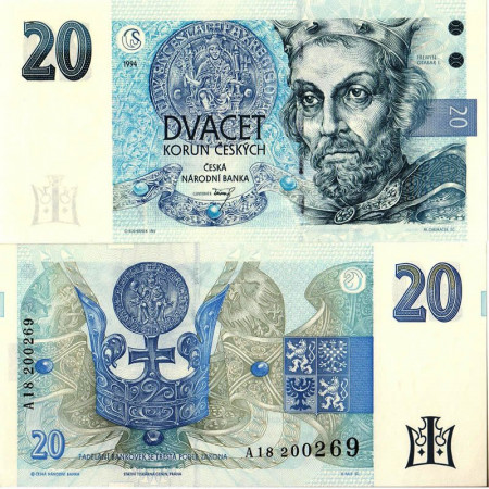 1994 * Banconota Repubblica Ceca 20 Korun "Premysl Otakar I" (p10a) FDS