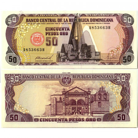 1988 * Banconota Repubblica Dominicana 50 Pesos "Basilica de la Altagracia" (p127a) FDS